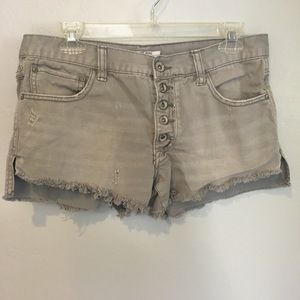 Free People distressed grey cut offs, size 27